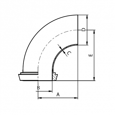 30050 Отвод 90° нержавеющий К-С — DIN, AISI 304