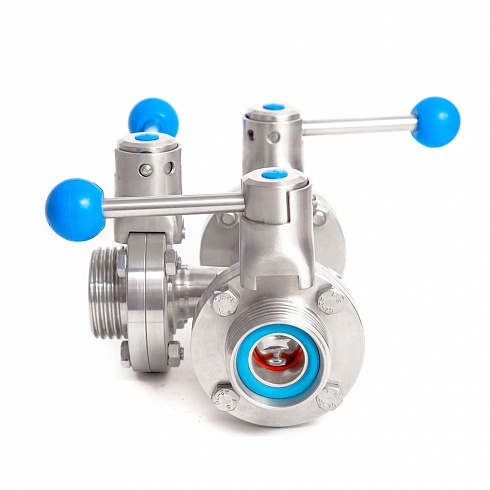 43170 Заслонка трехходовая трехфланцевая нержавеющая Р-Р-Р — DIN, AISI 304