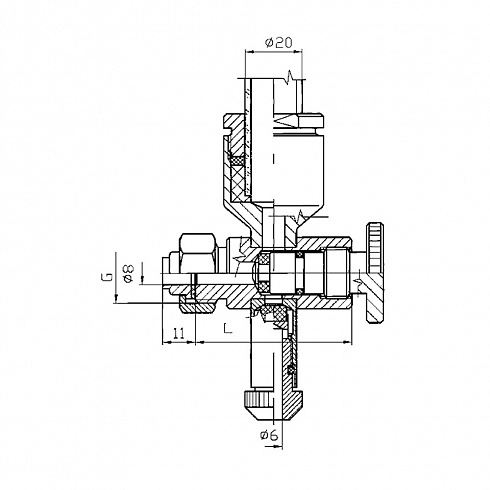 5314 B – Нижний кран для уровнемера К/М нержавеющий – AISI 304