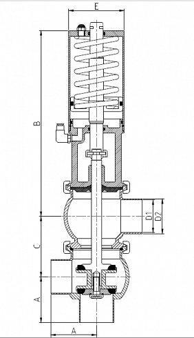 47320-P45 Седельный клапан нержавеющий передвижной пневматический С-С-С, тип LL — DIN, AISI 304