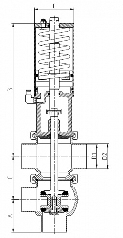 47340-P45 Седельный клапан нержавеющий угловой пневматический, тип TL, воздух-пружина — DIN, AISI 316L